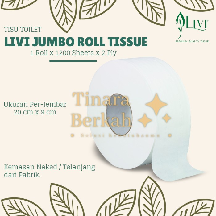 Jual Tissue LIVI Eco Jumbo Roll Toilet JRT 1200 Sheet Naked Tisu