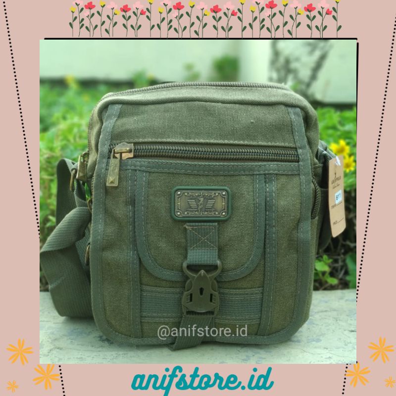 Jual Tas Selempang Pria Sling Bag Pria Import Bahan Kanvas Awet Dan