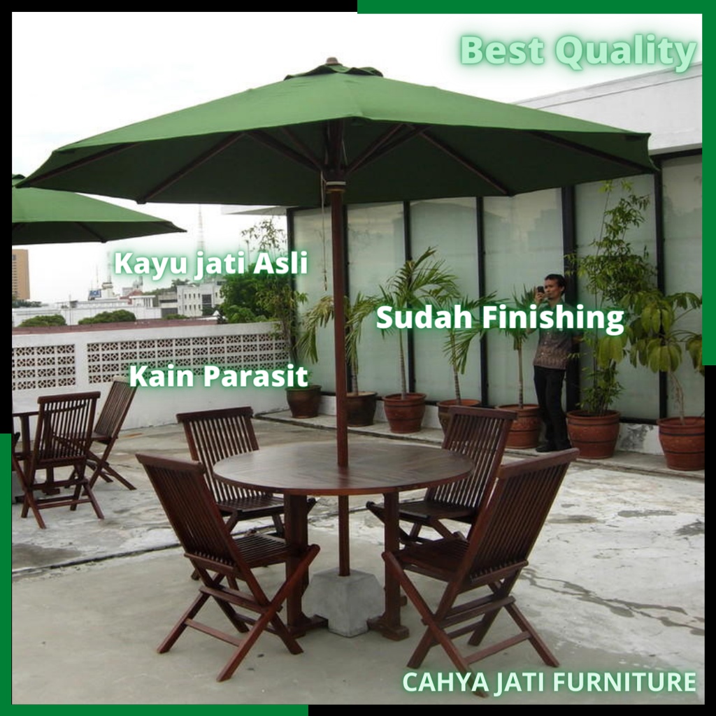 Jual Set Meja Payung Cafe Outdoor Jati Tenda Payung Taman Resto Villa