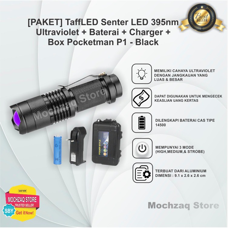 Jual Paket Senter Led Nm Ultraviolet Baterai Charger Box