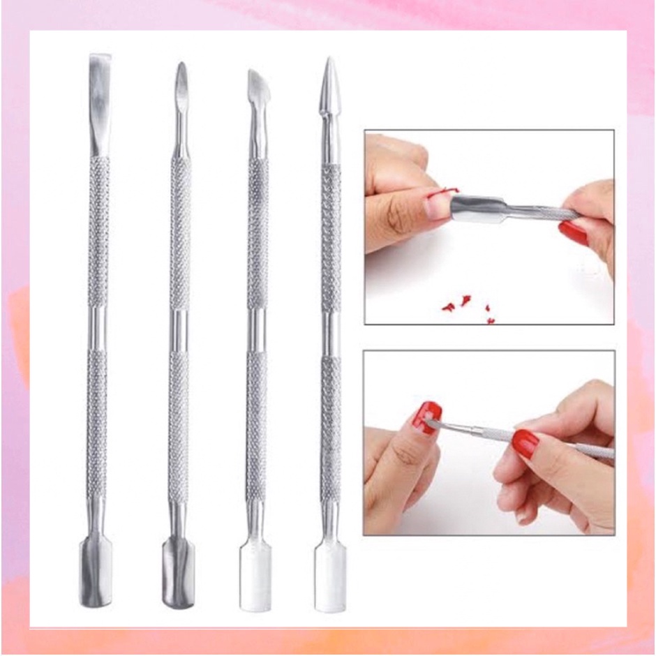 Jual Cuticle Pusher Nail Manicure Nail Art Trim Alat Pendorong Kutikula