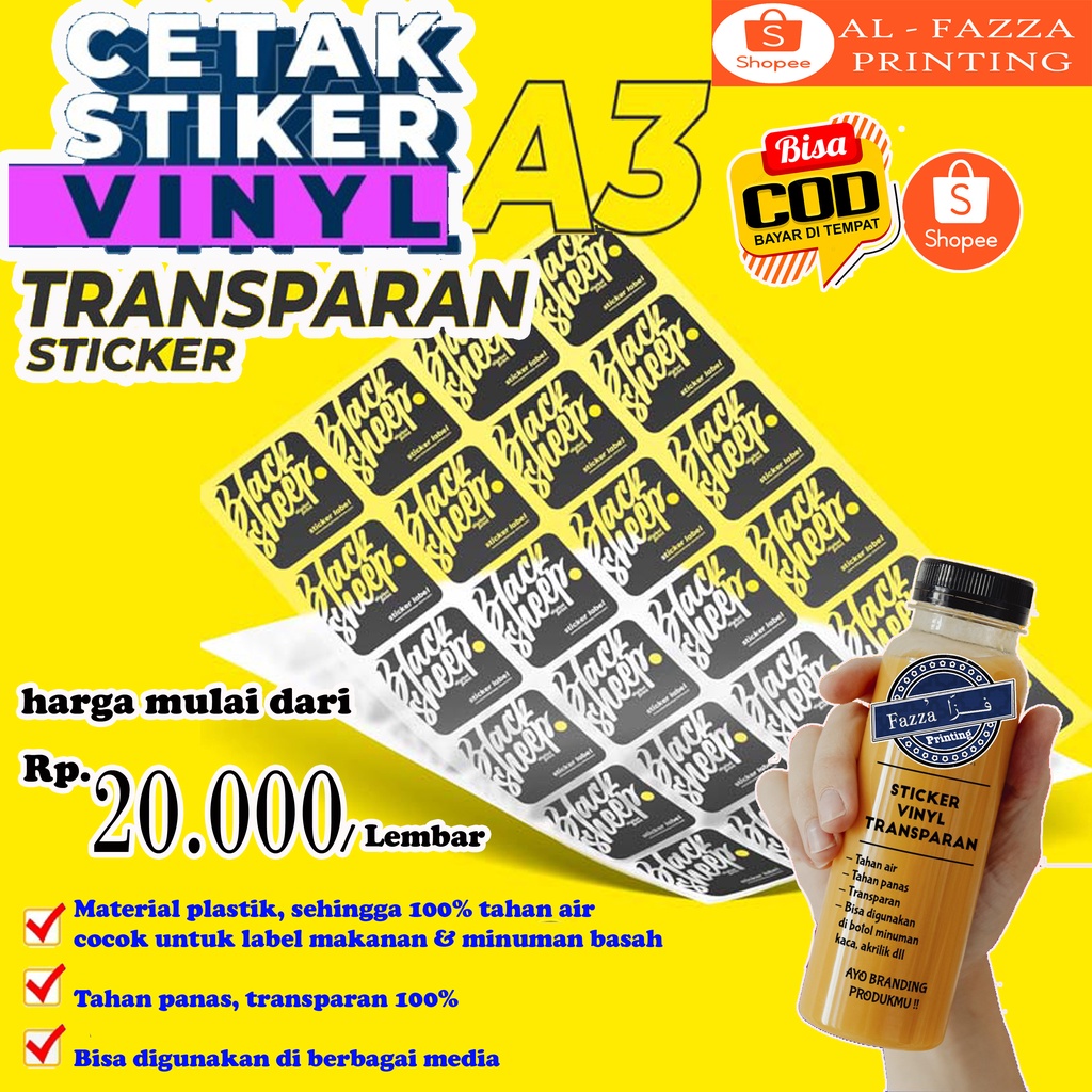 Jual Cod Stiker Vinyl A Stiker Vinyl Susu Stiker Transparan Stiker