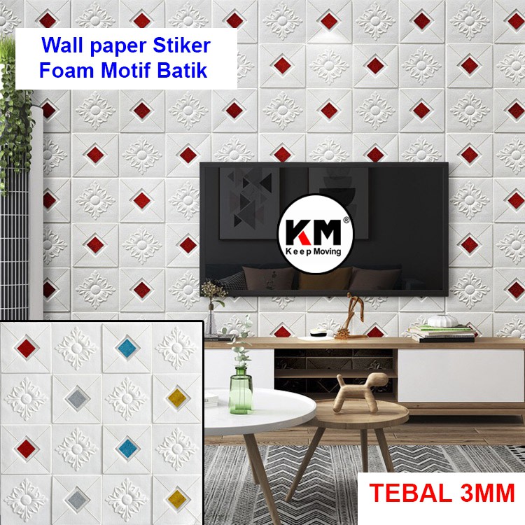 Jual KM Wallpaper Foam Motif Batik 3D Bata Premium Wall Paper Batik 08