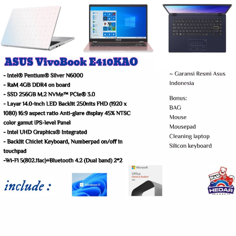 Jual Asus Vivobook E Kao Pentium Silver N Gb Gb W Ohs