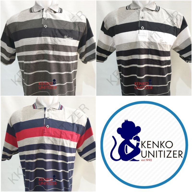 Jual Unitizer T Xl Kaos Polo Stripe Pria Saku Kerah Bapak Wangki