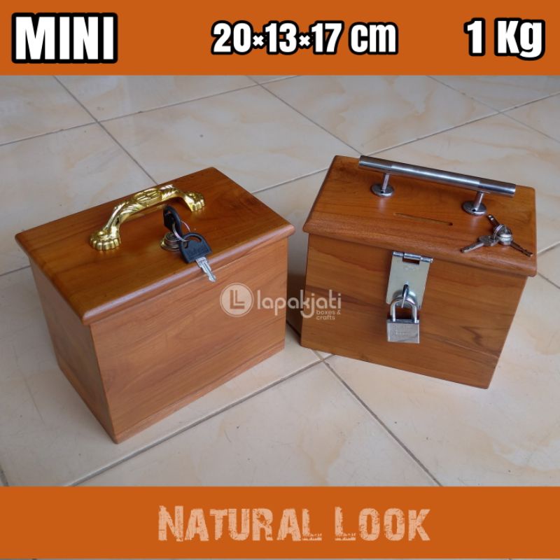 Jual Kotak Amal Mini Kotak Infaq Tempat Uang Celengan Kayu Jati Natural