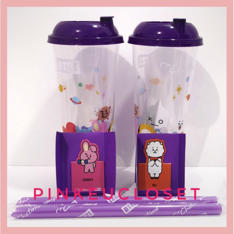 Jual Ready Bts Bt X Chatime Indonesia Cup Straw Magnet Cooky Rj