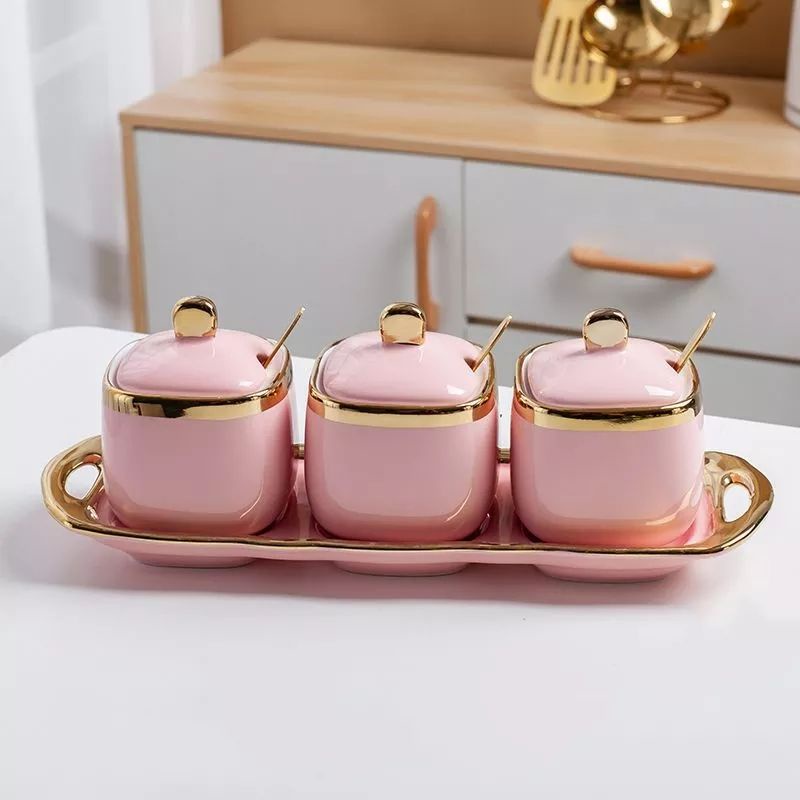 Jual Set Toples Keramik Aesthetic Tempat Bumbu Gula Teh Kopi Garam