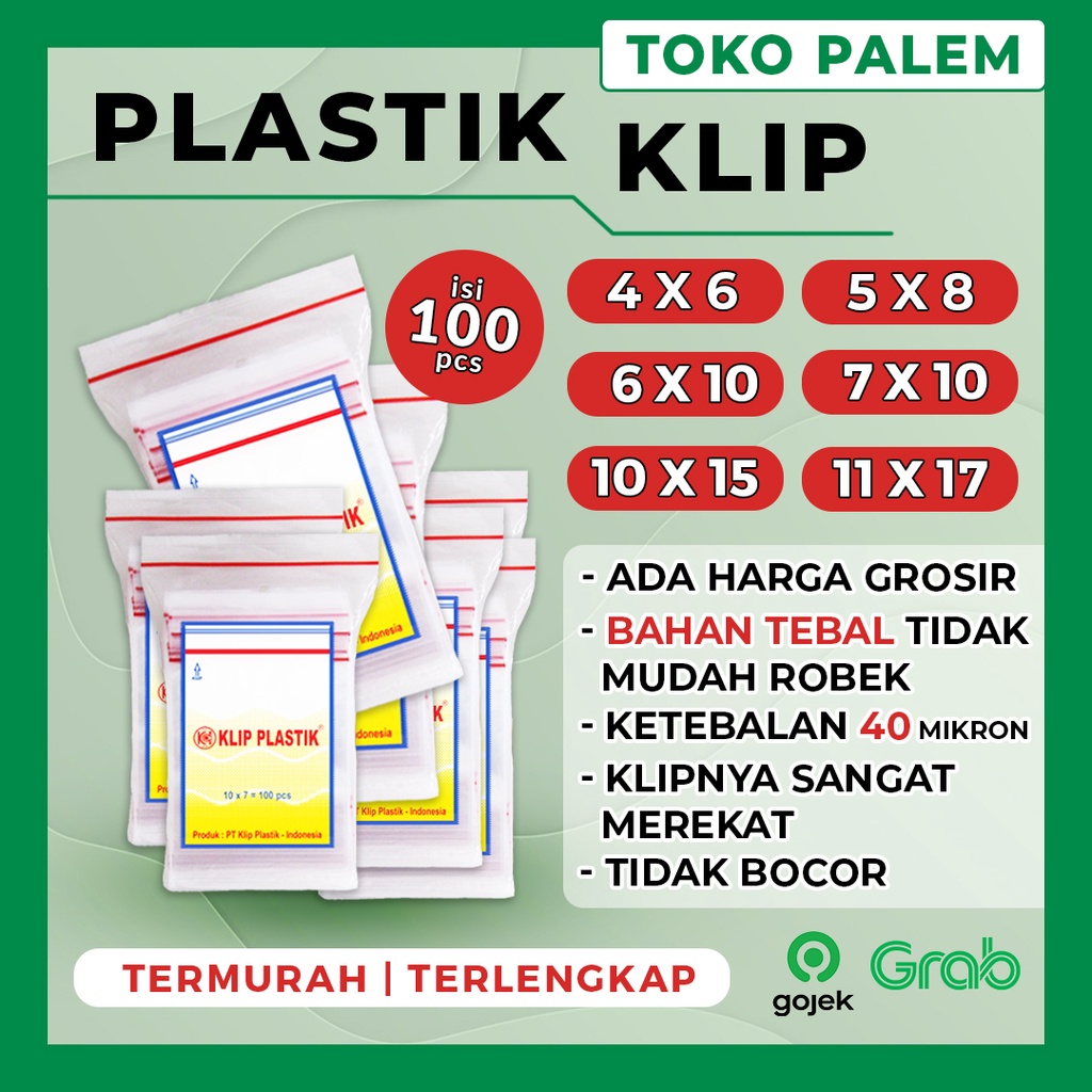 Jual Plastik Klip Bening Kecil Sedang 100pcs 4x6 5x8 6x10 7x10