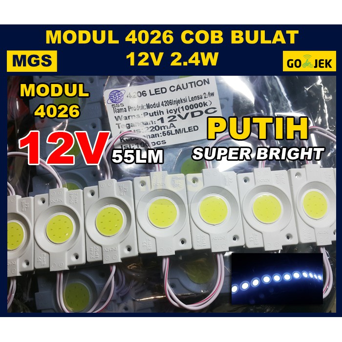 Jual LED Modul COB Bulat 4026 12V 2 4W Putih Shopee Indonesia