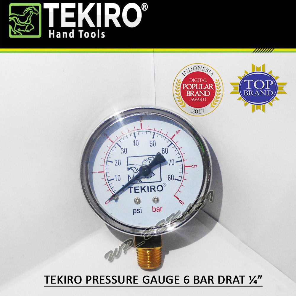 Jual TEKIRO Pressure Air Gauge Alat Ukur Tekanan Angin Kompresor 6Bar 6