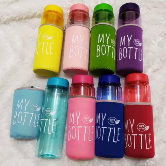 Jual My Bottle Botol Minum Bening Warna Transparan Sarung Pouch Tahan