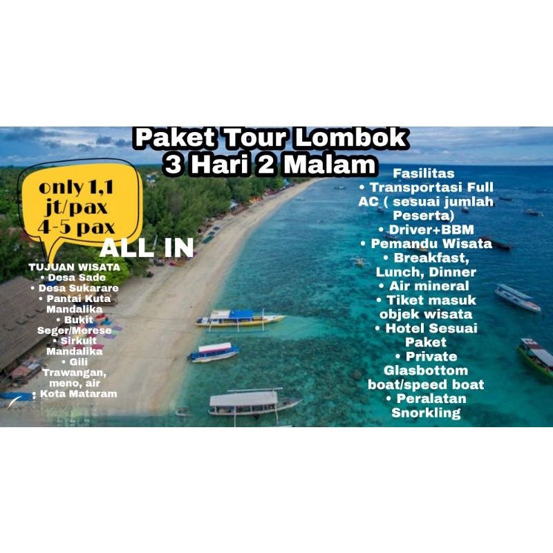 Jual Paket Tour Lombok Hari Malam Shopee Indonesia