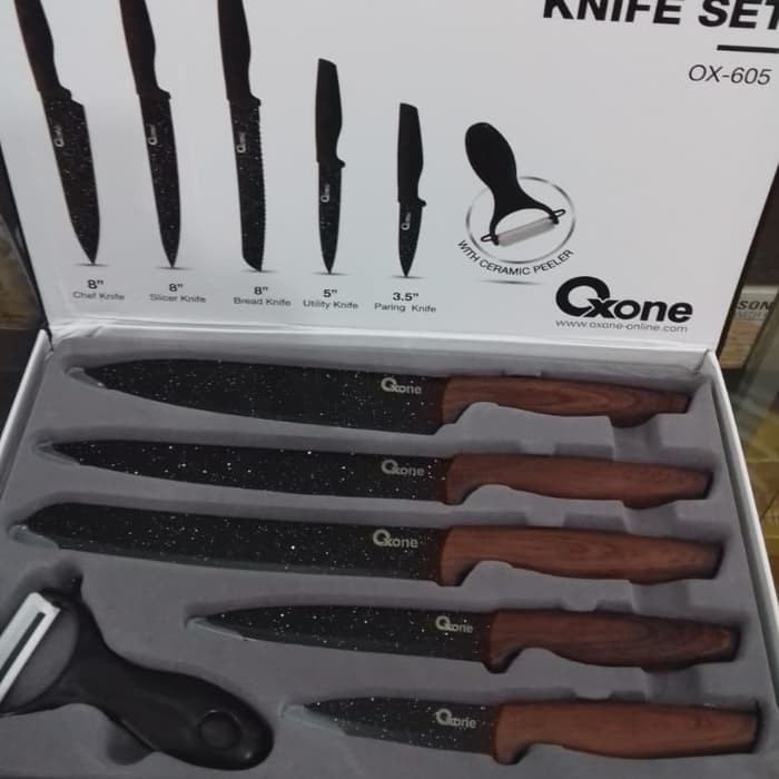 Jual Oxone Black Marble Knife Set Ox 605 Pisau Set Shopee Indonesia