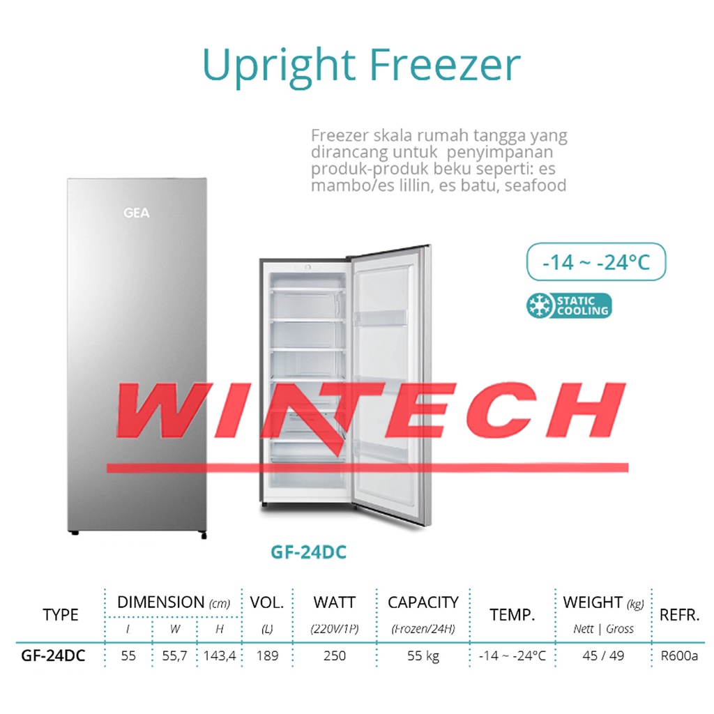 Jual GEA GF 24DC UPRIGHT FREEZER GEA KULKAS ES BATU FREEZER BERDIRI