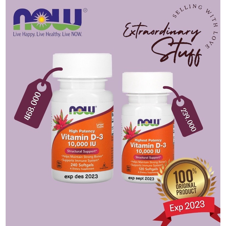 Jual NOW FOODS VITAMIN D3 10000 IU ORIGINAL VIT D 3 10000IU VIT D3