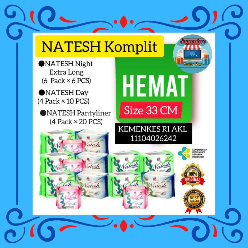 Jual Pembalut Natesh Paket Hemat 6 NATESH Night Extra Long 4 NATESH