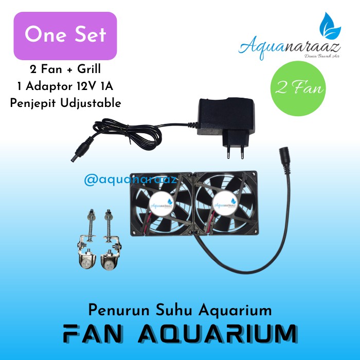 Jual Kipas Aquascape 2 Fan Hitam Plus Grill Pendingin Suhu Aquascape