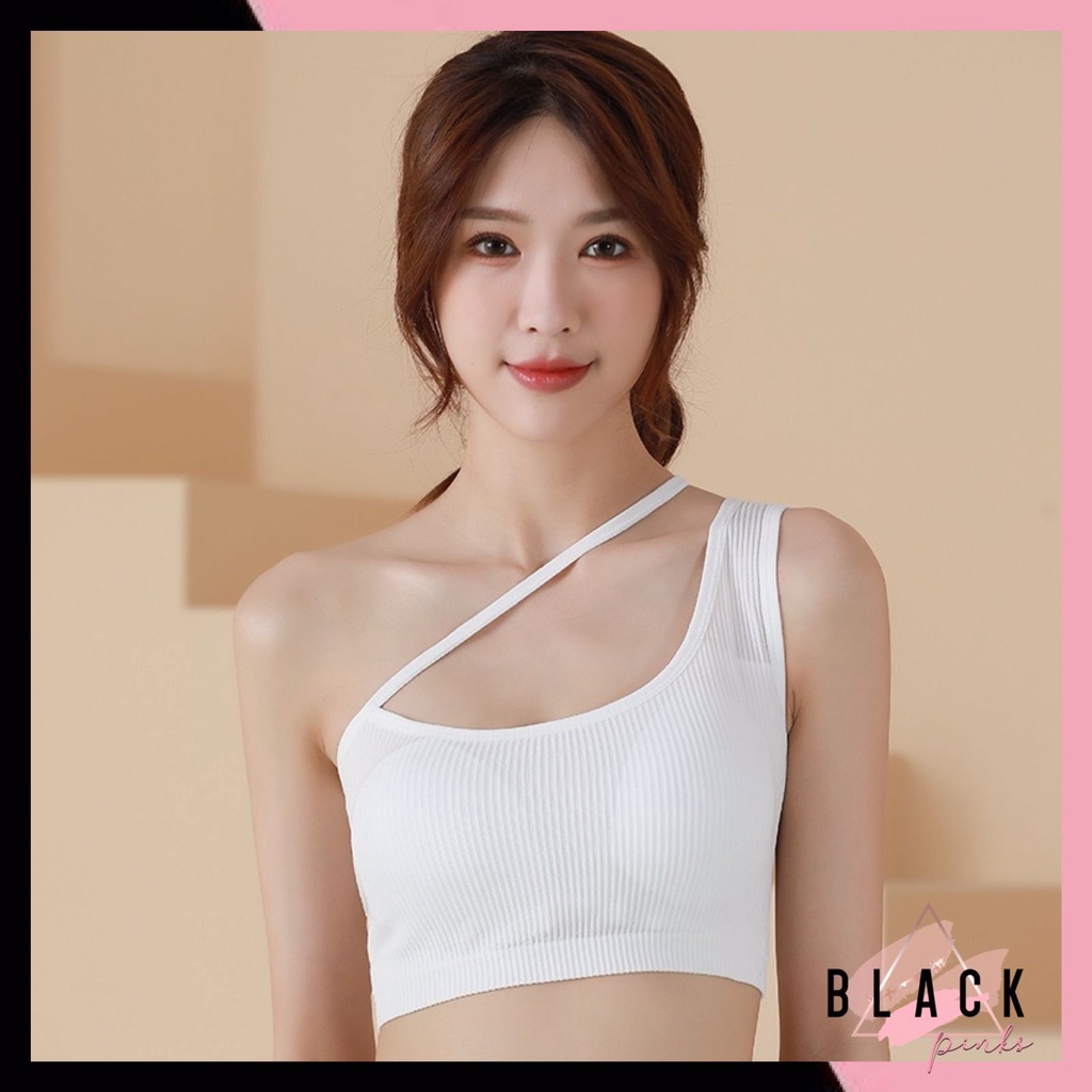 Jual Blackpink TankTop Wanita Dengan Bra Wireless Bralette Atasan Tanpa