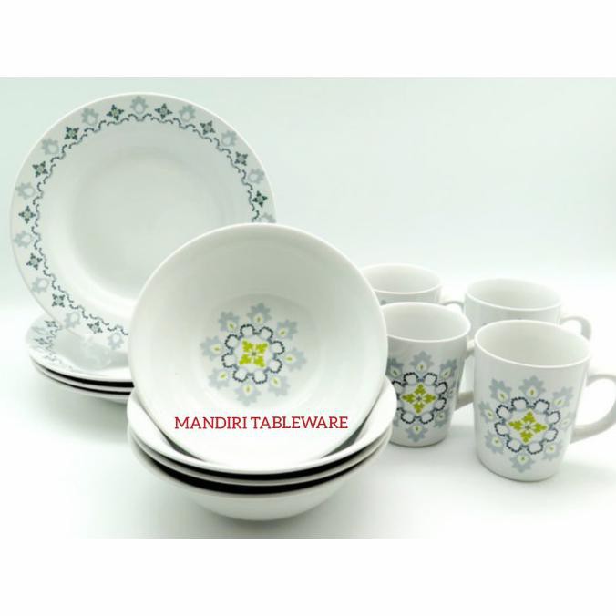 Jual Piring Makan Set Keramik Motif Cadik Dinner Set Isi Pcs