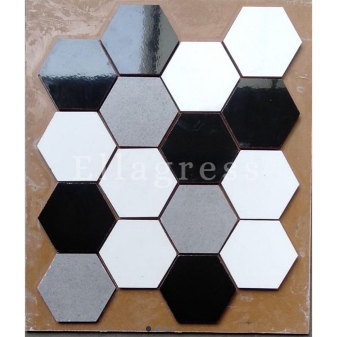 Jual Mosaik Keramik Lantai Bentuk Hexagon Kecil Motif Pola 16keping