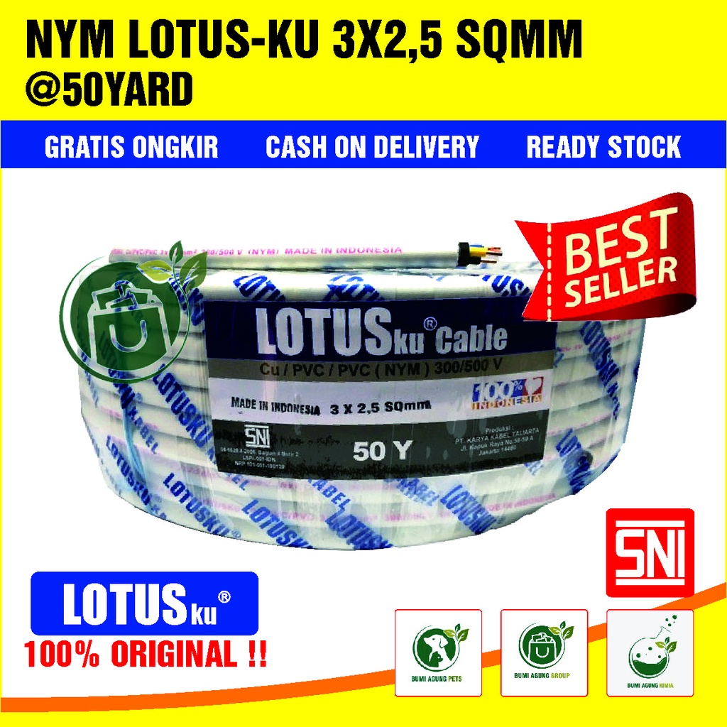 Jual Kabel Listrik LOTUSKU MYVO NYM 3x2 5 50 Y 50 Yard 50Y LOTUS 3x2 5