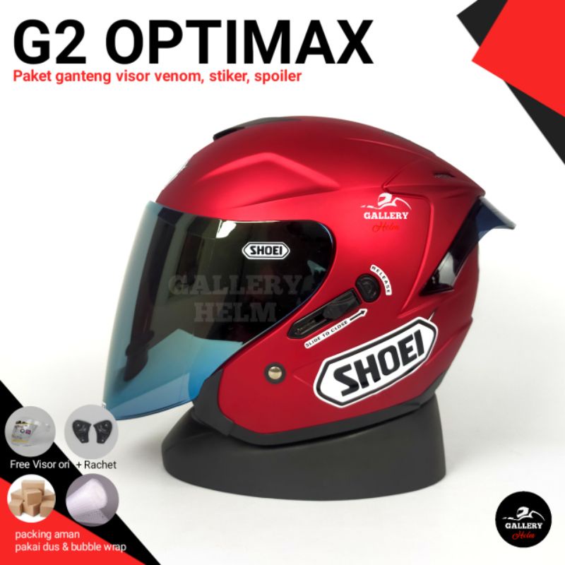 Jual Helm G Optimax Red Doff Helm G Paket Ganteng Shopee Indonesia