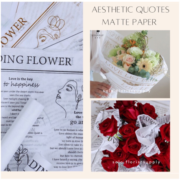 Jual Ecer Flower Wrapping Aesthetic Matte Paper Quotes Newspaper Craft