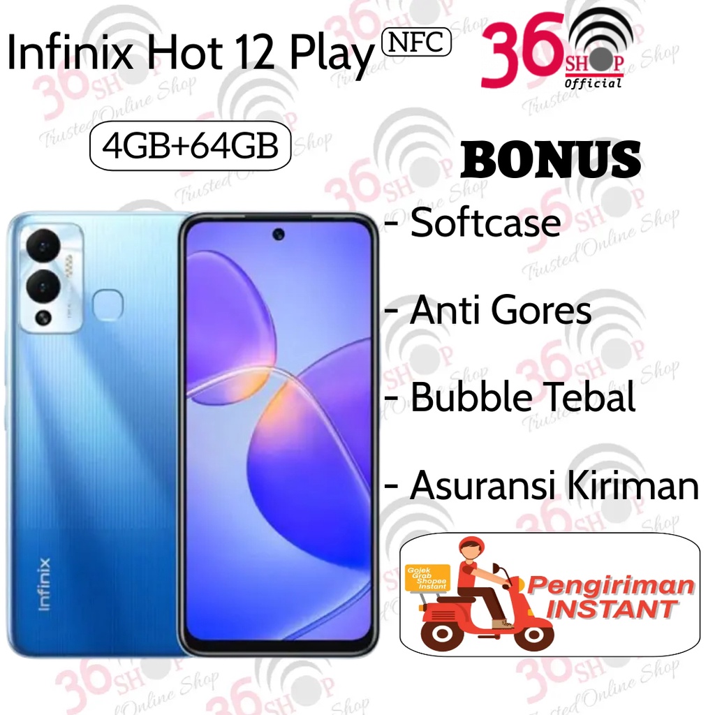 Jual Infinix Hot 12 Play NFC 4GB 64GB Expansi Ram 3GB 7GB 64GB