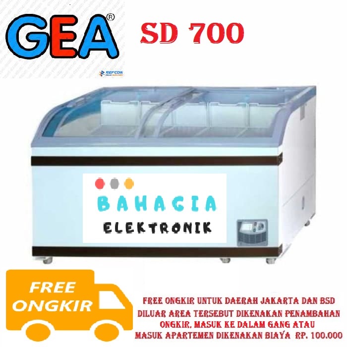 Jual GEA SD 700BY SLIDING CURVE GLASS FREEZER PREMIUM 700Liter