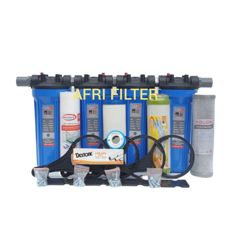 Jual Paket Filter Air Tahap Zat Berbesi Kapur Siap Pakai Blue