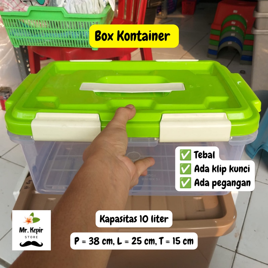 Jual Box Kontainer Bening 10 Liter Sedang Transparan Pendek