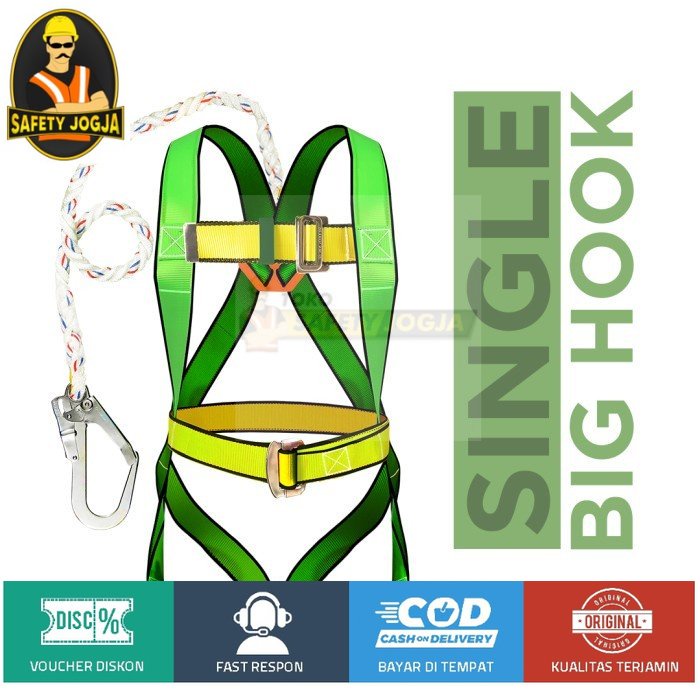 Jual FULL BODY HARNESS SINGLE BIG HOOK PLUS TALI DADA GOSAVE FASTEN