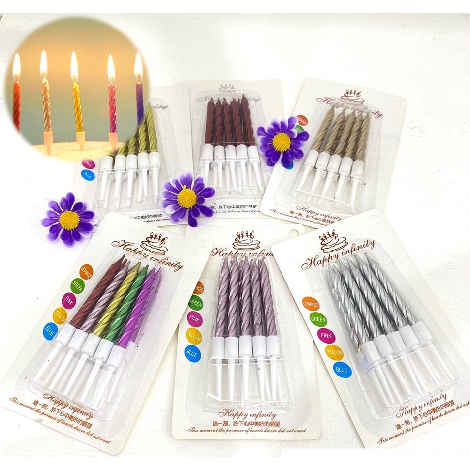 Jual LILIN ULTAH 10 Pcs Lilin Ulir Ulang Tahun Pastel Birthday Candle