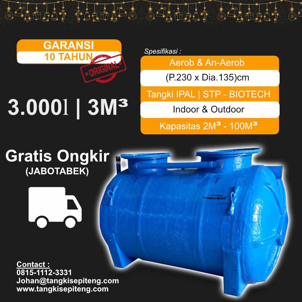 Jual Tangki STP BIOTECH BIOFIL BIOIPAL 3000 Liter 3m3 BIO IPAL