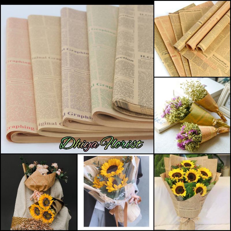 Jual Flower Wrapping Aesthetic Magazine Vintage Kertas Buket Model