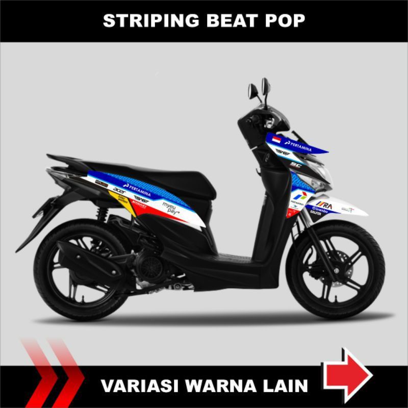 Jual Striping Sticker Variasi Motor HONDA BEAT POP Motip Pertamina