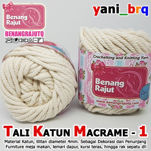 Jual Tali Katun Macrame Mm Putih Tulang Berat Gram Shopee