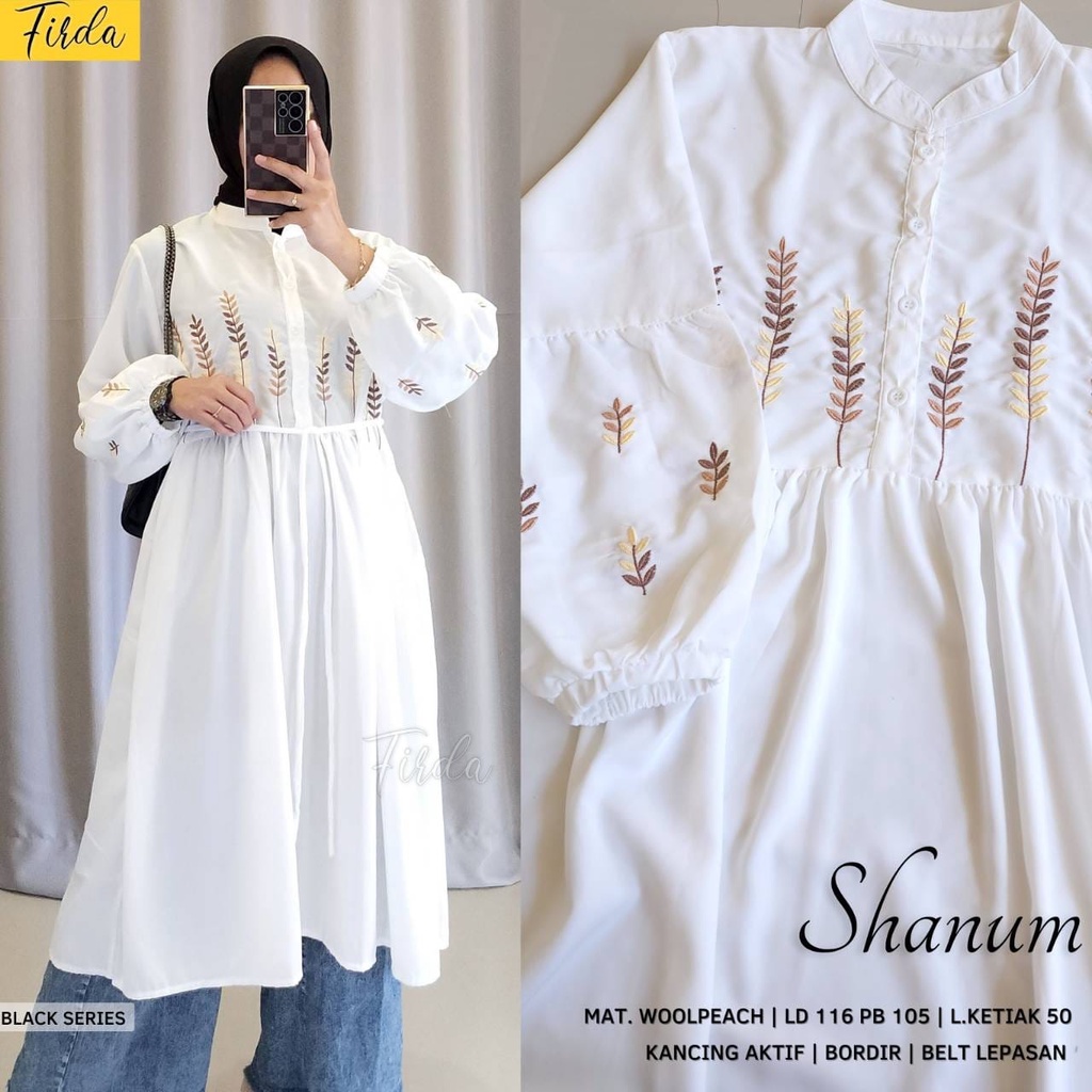 Jual Shanum Tunik Firda Atasan Wanita Lengan Panjang Warna Putih Jumbo