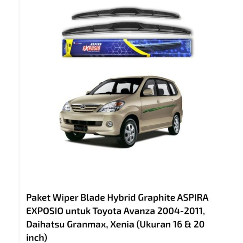 Jual Paket Wiper Blade Hybrid Graphite Aspira Exposio Avanza Granmax