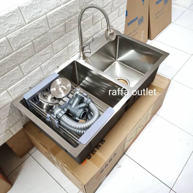 Jual Paket Kitchen Sink Osaka Kanazawa Kran Tanam Flex Sus Dispenser