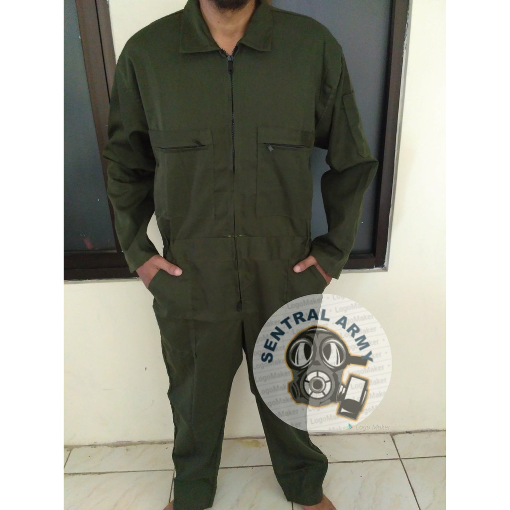 Jual Katelpak Hijau Polos Wearpak Terusan Coverall Seragam Proyek