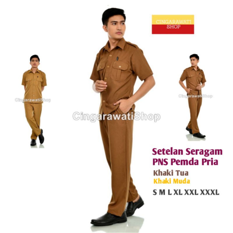 Jual Setelan Seragam Pns Pemda Khaki Tua Khaki Muda Baju Dinas Pns Pria