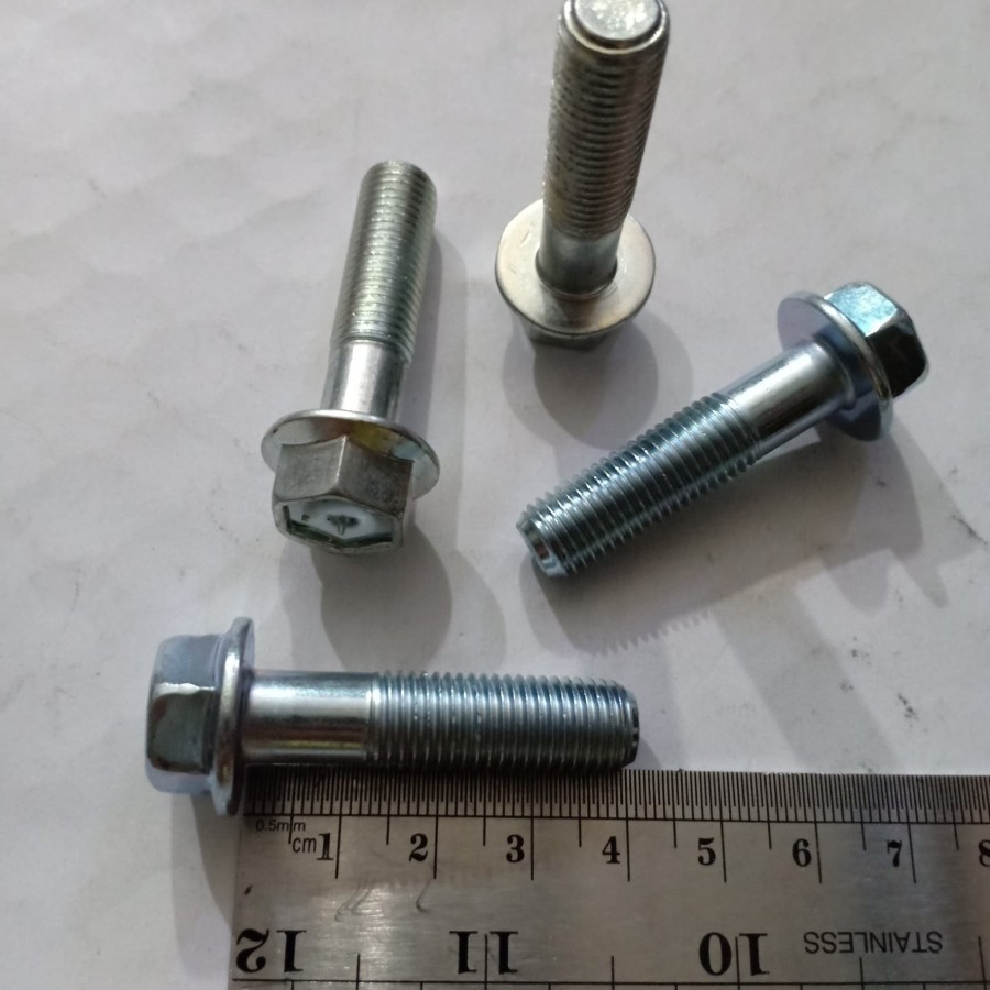 Jual Baut Topi Flange Bolt Putih M X Mm Kunci Shopee Indonesia