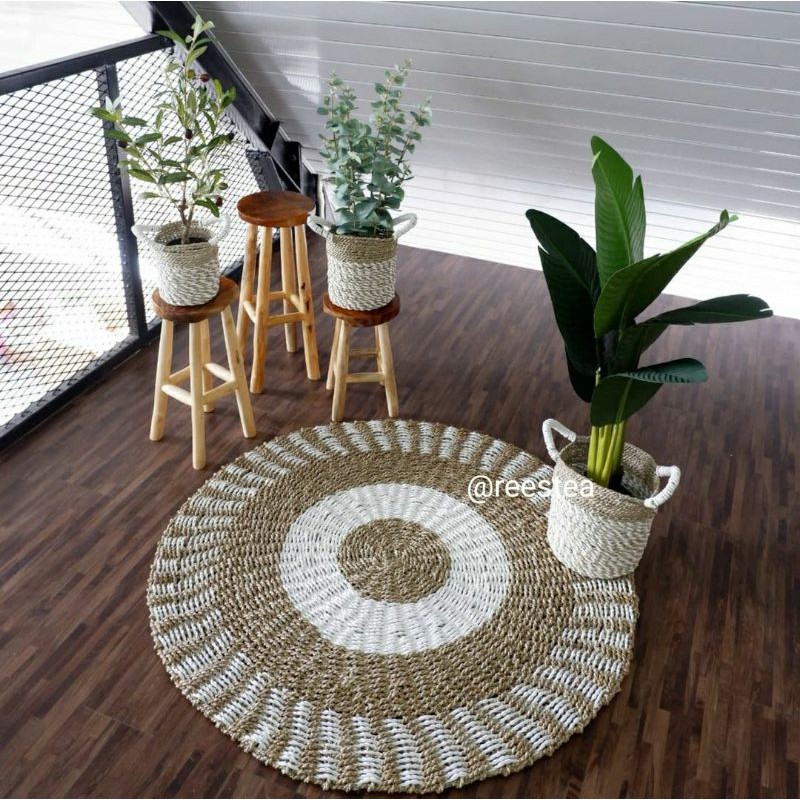 Jual 100cm Karpet Anyam Seagrass Natural Anyaman Aesthetic Shopee