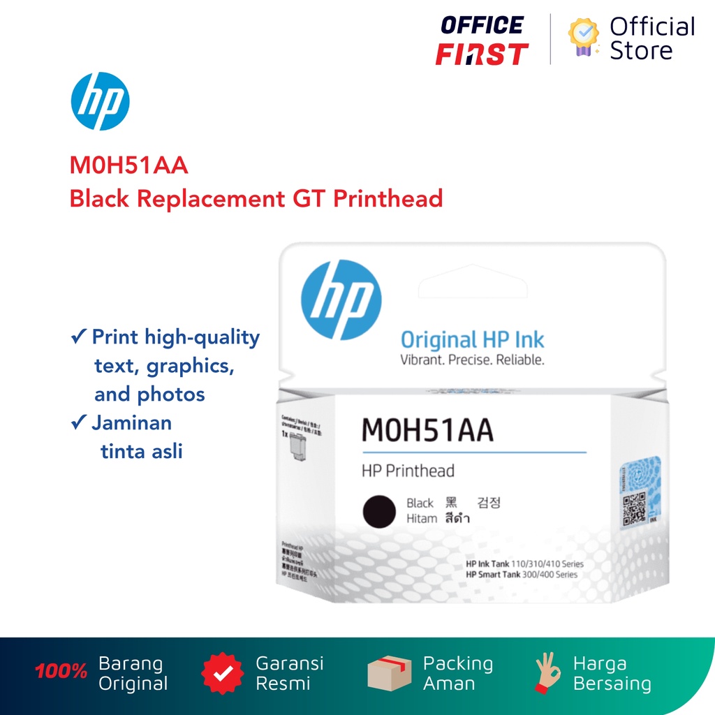 Jual HP Print Head M0H51AA Black Hitam Printhead Ink Tank Smart Plus GT