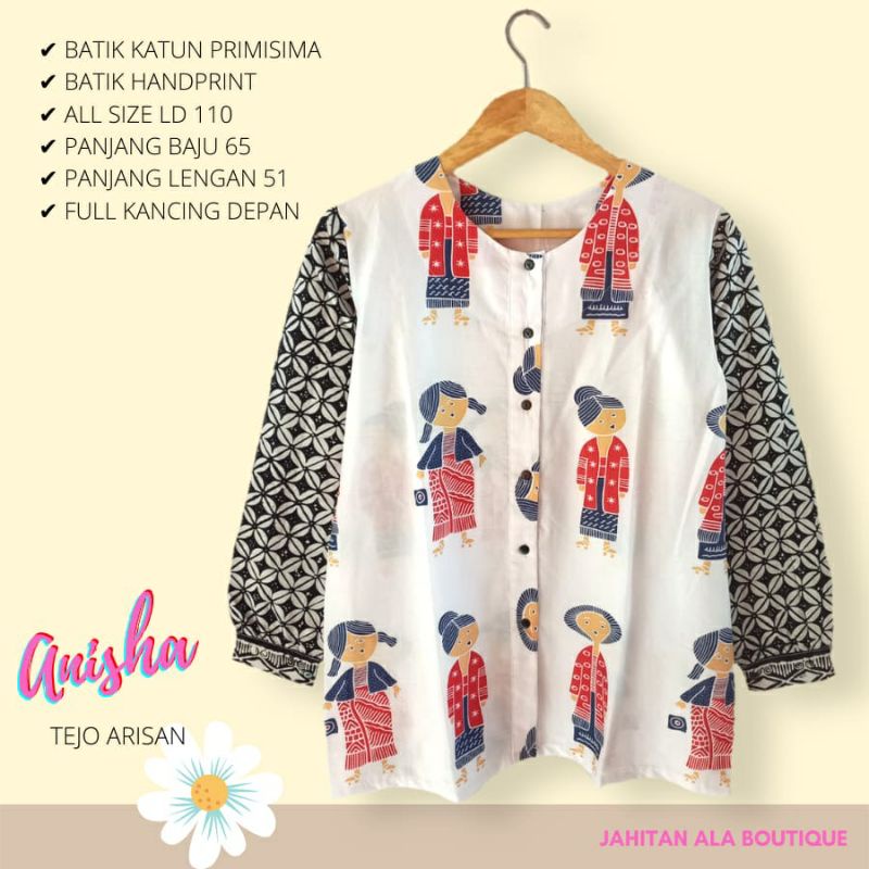 Jual Blouse Batik Wanita Modern Atasan Blus Batik Kerja Premium Asli