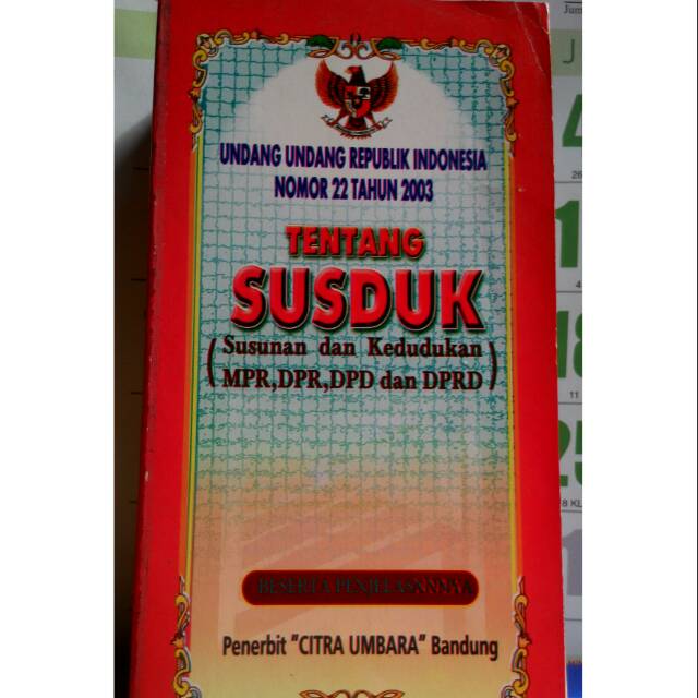 Jual Buku Undang Undang Susduk Susunan Dan Kedudukan Mpr Dpr Dpd Dan