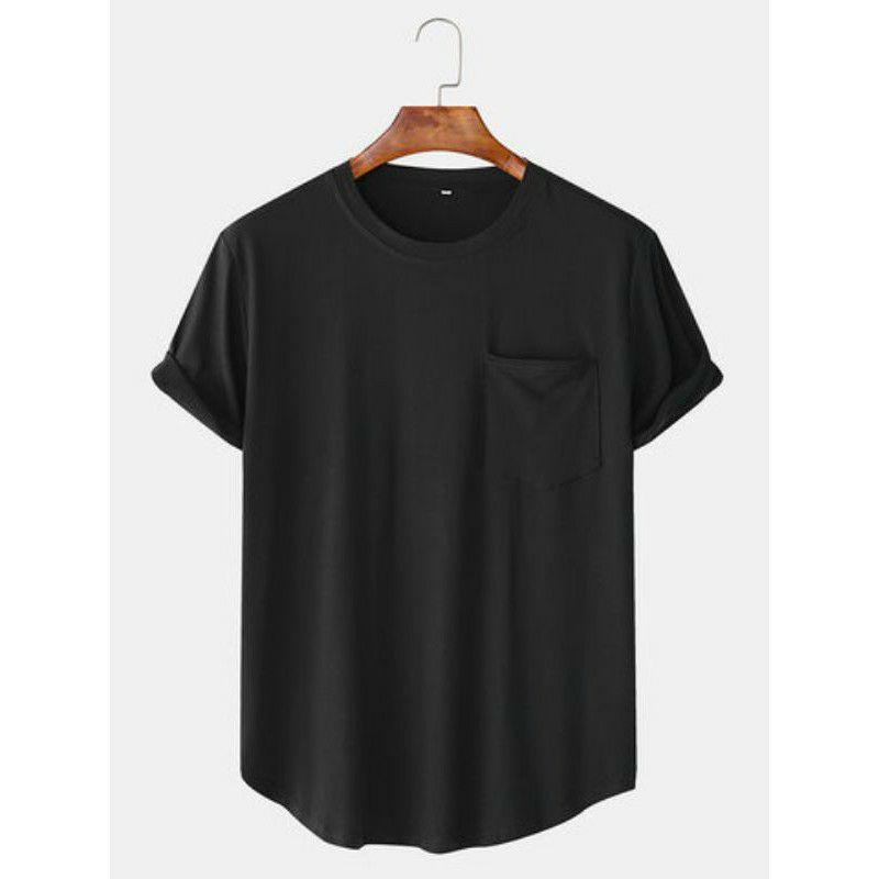 Jual Kaos Polos Hitam Basic Pocket Longline Kaos Polos Hitam Lengan