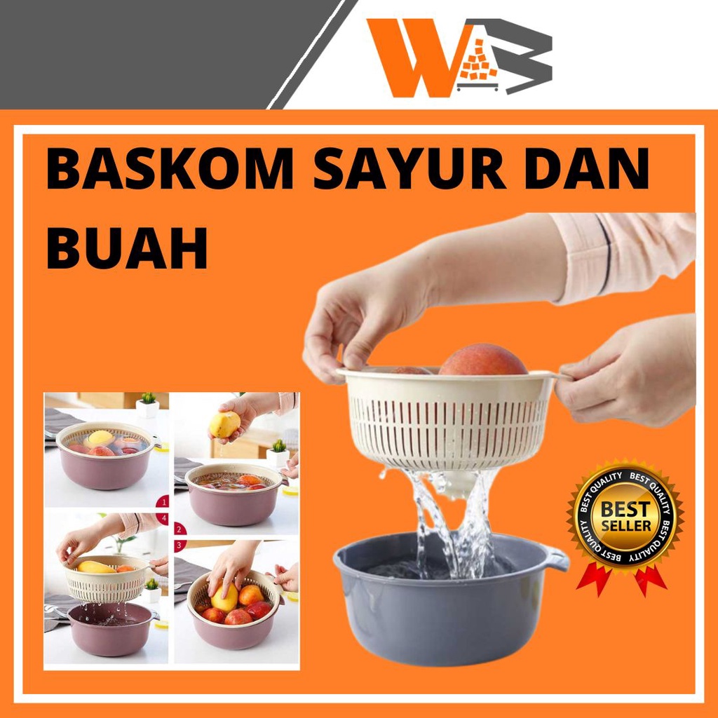 Jual COD Keranjang Pengering Sayuran Buah Baskom Cuci Beras Peniris